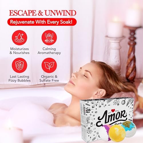 12 Bath Bombs for Women Gift Set – 3 Oz Handmade Large Bath Bombs Perfect for Bubble Spa Relaxing Her/Him, Wife – Organic Bath Bombs Fizzies with Moisturizing Shea Butter, Valentines Day Gift