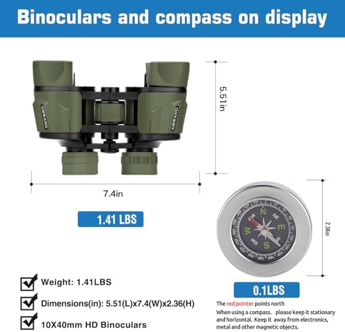 10x40 Professional HD Binoculars for Adults &Kids,Shock Proof Binocular with BAK4 FMC Lens, Large View & Waterproof Binoculars Perfect for Bird Watching, Sports,Hunting,Gifts