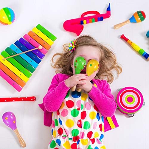12 PCS Mini Fiesta Wooden Maracas Toys, Wooden Maracas Festival Painting, Wooden Carnival Maracas (Random Colors)