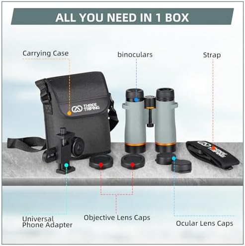 10x42 ED Binoculars for Adults High Powered with Phone Adapter, Waterproof Binoculars with ED Lenses, Super Bright Clear for Bird Watching, Hiking, Cruise Ship, Wildlife Viewing and Outdoor Activities