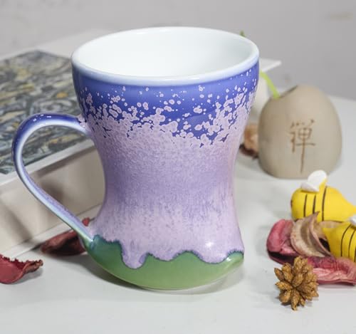 12Oz Color Glazed Purple Ceramic Coffee Mug,Cool Cup With Handle Suitable for Office and Home,Drinking Coffee, Tea, Cocoa and Milk Lead-free Lead-cadmium Dishwasher Microwave Safe