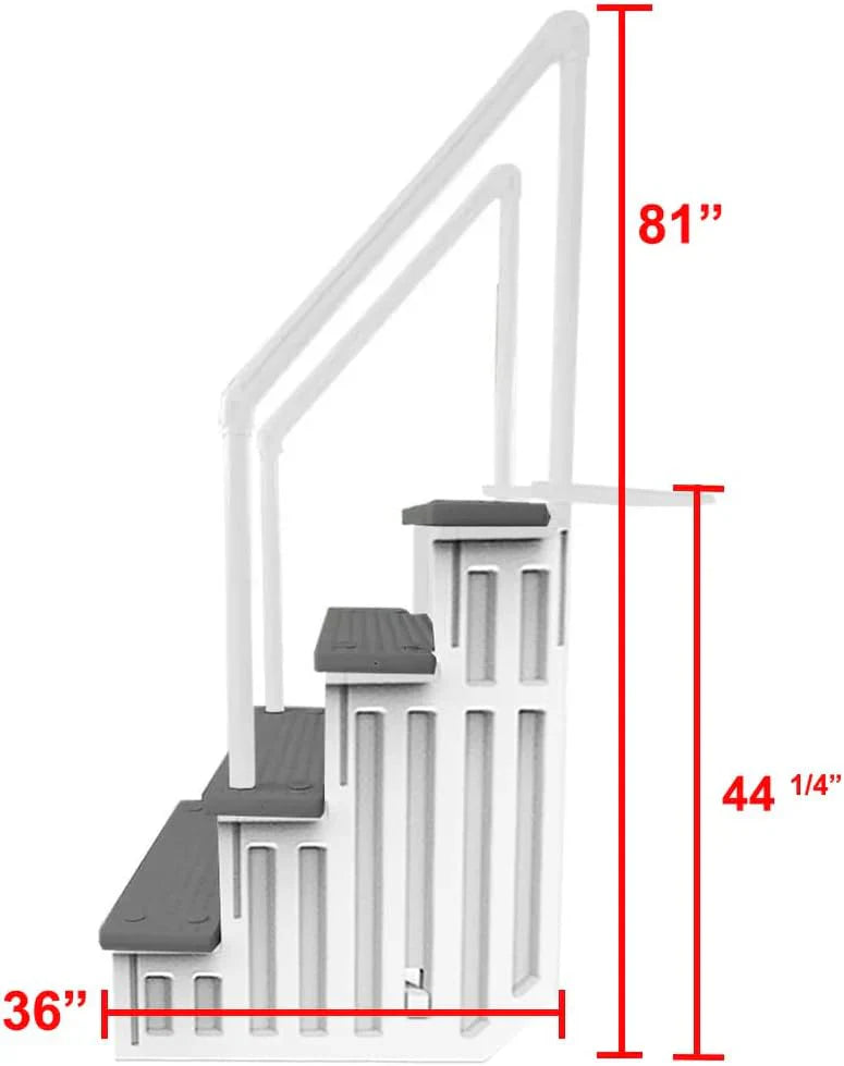 Select Anti-Slip in-Pool Steps | Gray | for Above GroundSwimming Pools | Can Mount to Decks 48" to 54" H | SafetyStairs Capacity Up to 300 lbs