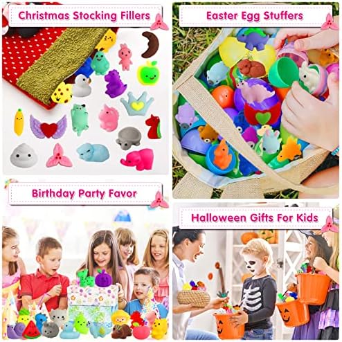 100Pcs Party Favors For Kids 4-8, Mochi Squishy Toy Treasure Box Toys For Classroom Prizes Kawaii Squishies Stress Relief Squishy Fidget Toys For Girls 8-12 Goodie Bag Pinata Stuffers Party Favors Bag