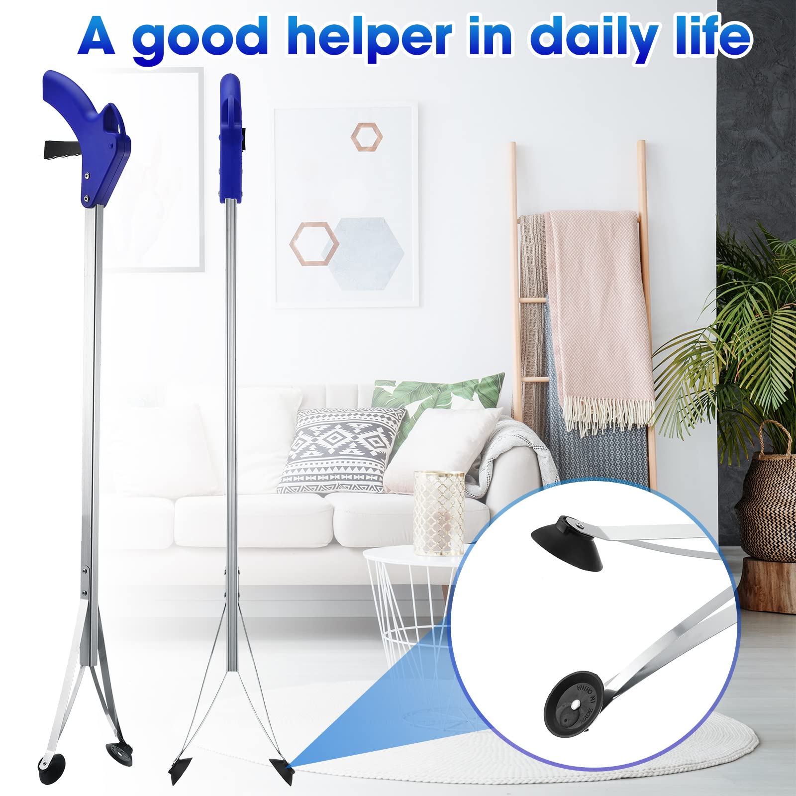12 Pieces Suction Cup Reacher Grabber Tool 32 Inch Long Handle Grabber Trash Picker Grabber Pick up Grab Tool Pickup Arm Extender for Elderly Outdoor Garden Yard Grabber Reacher