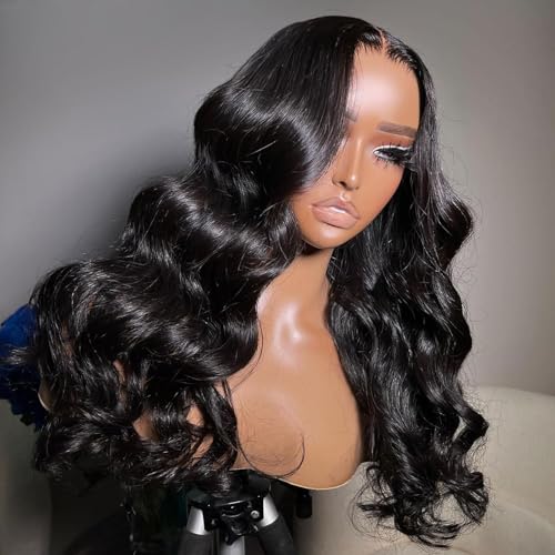 13x6 Body Wave Human Hair Lace Front Wigs 24inch 180% Density HD Lace Frontal Wigs Human Hair Pre Plucked Body Wave Lace Front Wigs Human Hair for Women with Baby Hair Black Color