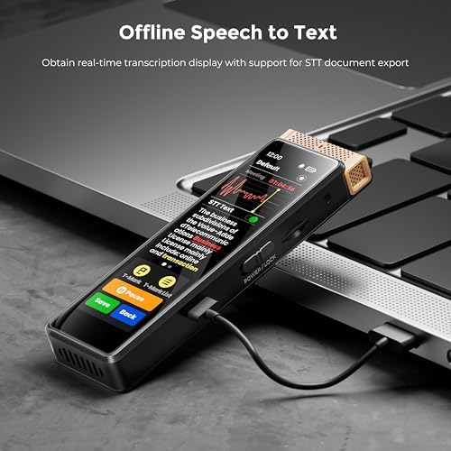 136GB Digital Voice Recorder with Playback, Innioasis R1 Full Touchscreen Voice Recorder with AI Intelligent Transcription and Bluetooth, Voice Activated Sound Audio Recorder Device with Mic (Gold)