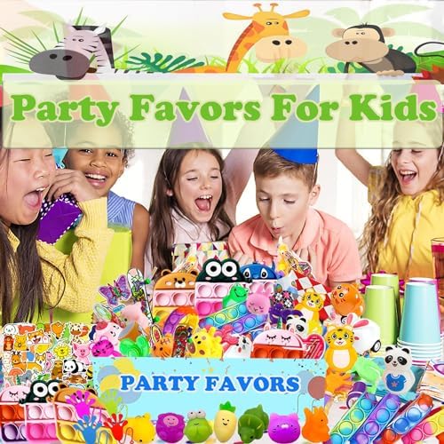 107 PCS Party Favors Toys for Kids, Treasure Box Toys for Classroom, Pop Fidget Toys Treasure Chest for Kids Prizes Classroom, Bulk Pinata Stuffers Goodie Bag Fillers for Kids 4-8