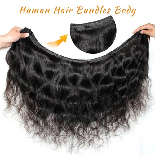 12A Brazilian Body Wave Bundles Human Hair 24 26 28 30 Inch 100% Real Virgin Human Hair Bundles Body Wave 4 Bundles Human Hair Body Wave Hair Extension Natural Color（24 26 28 30）