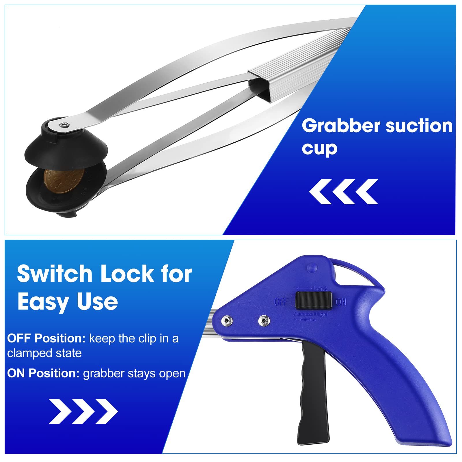 12 Pieces Suction Cup Reacher Grabber Tool 32 Inch Long Handle Grabber Trash Picker Grabber Pick up Grab Tool Pickup Arm Extender for Elderly Outdoor Garden Yard Grabber Reacher