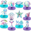 12Pcs Mermaid Party Supplies Mermaid Birthday Honeycomb Centerpieces for Under The Sea Party Decorations Ocean Mermaid Theme Table Honeycomb for Ocean Mermaid Theme Birthday Baby Shower Party Favors