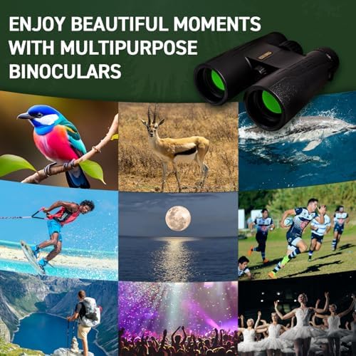 10x42 HD Binoculars for Adults High Powered, Coregreen BAK-4 Prism FMC Lens Professional Binoculars, Large View Binoculars with Clear Low Light Vision for Bird Watching Hunting Hiking Travel Cruise