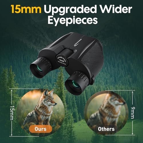 10x25 Compact Binoculars for Adults Kids - Aurosports Pocket High Powered Binoculars with Large View - Small Binoculars for Hunting Bird Watching Stargazing Travel Hiking Opera