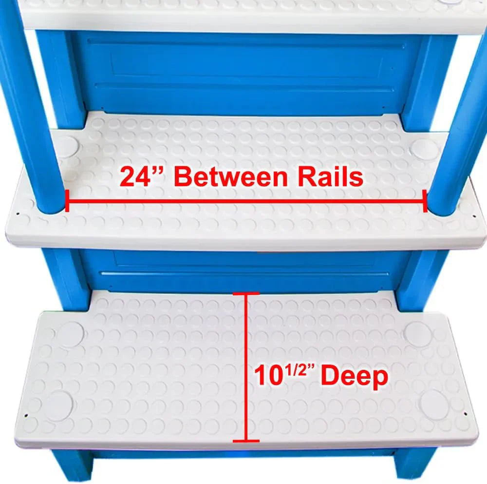Select Anti-Slip in-Pool Steps | Gray | for Above GroundSwimming Pools | Can Mount to Decks 48" to 54" H | SafetyStairs Capacity Up to 300 lbs