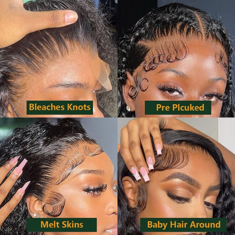 13x6 Deep Wave Lace Front Wigs Human Hair Wet and Wavy Human Hair Lace Frontal Wig With Baby Hair for Women 180% Density Human Hair Pre Plucked with Baby Hair