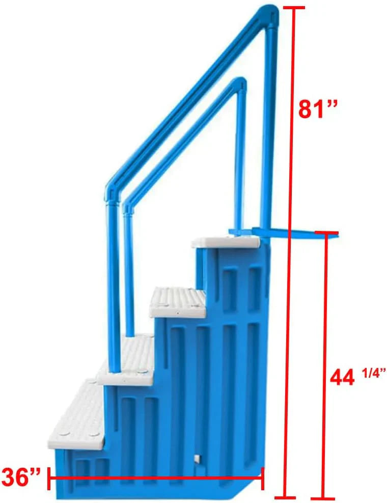 Select Anti-Slip in-Pool Steps | Gray | for Above GroundSwimming Pools | Can Mount to Decks 48" to 54" H | SafetyStairs Capacity Up to 300 lbs