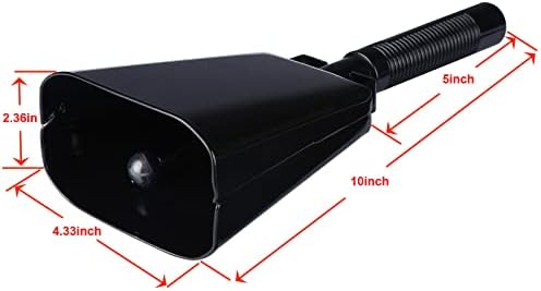 10’’ Steel Cow Bell with Handle, Noise Maker Cowbell, Cheering Loud Hand Call Bell for Sport Events Football Soccer Hockey Baseball Basketball Games Party Concert Graduations School Wedding Farm Ranch