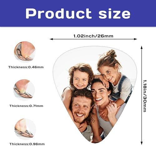 12-180 Pack Custom Guitar Picks Personalized Guitar Picks Add Your Photo Text Logo Customized Guitar Bass Ukulele Accessories Gifts for Men Women (5 Set(60 PCS）One sided printing)