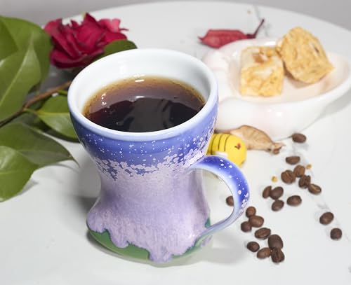12Oz Color Glazed Purple Ceramic Coffee Mug,Cool Cup With Handle Suitable for Office and Home,Drinking Coffee, Tea, Cocoa and Milk Lead-free Lead-cadmium Dishwasher Microwave Safe