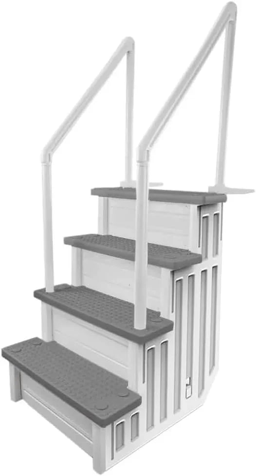 Select Anti-Slip in-Pool Steps | Gray | for Above GroundSwimming Pools | Can Mount to Decks 48" to 54" H | SafetyStairs Capacity Up to 300 lbs