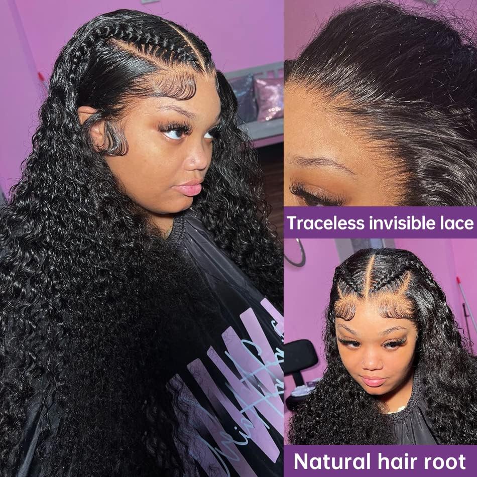13x6 Deep Wave Lace Front Wigs Human Hair Wet and Wavy Human Hair Lace Frontal Wig With Baby Hair for Women 180% Density Human Hair Pre Plucked with Baby Hair