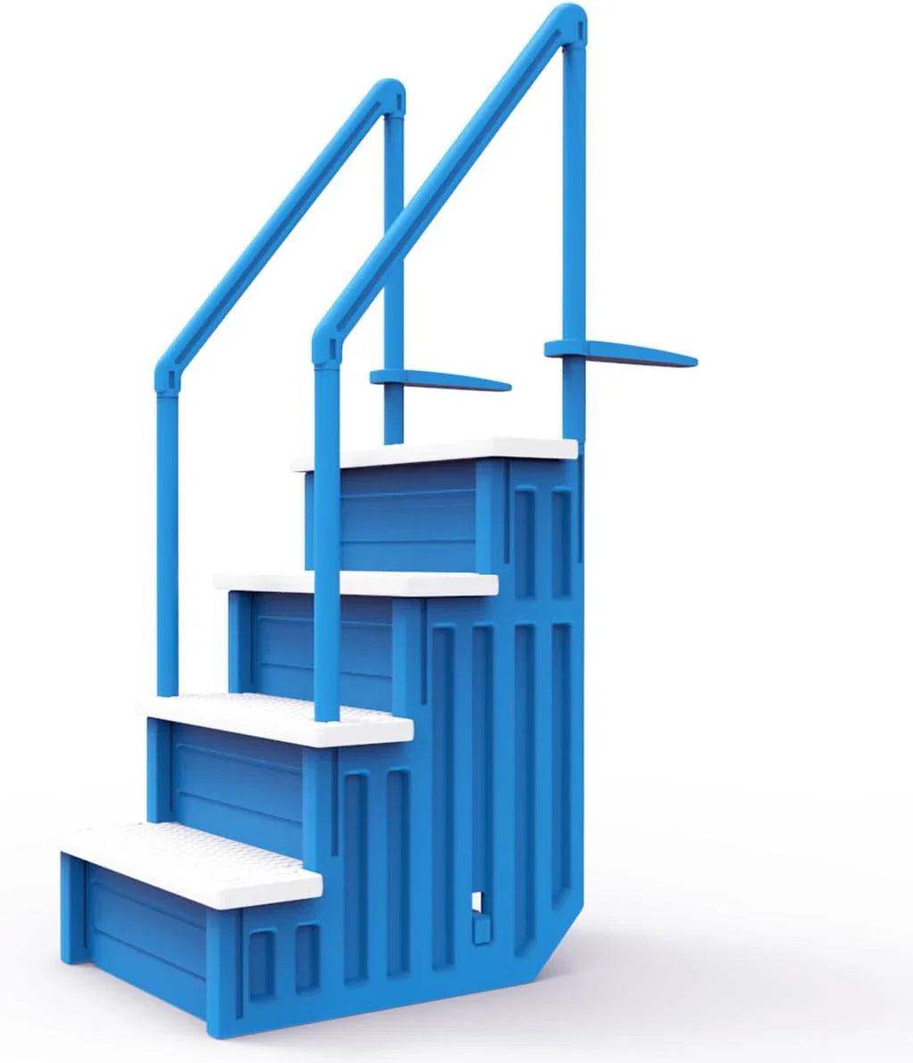 Select Anti-Slip in-Pool Steps | Gray | for Above GroundSwimming Pools | Can Mount to Decks 48" to 54" H | SafetyStairs Capacity Up to 300 lbs