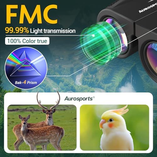 10x25 Compact Binoculars for Adults Kids - Aurosports Pocket High Powered Binoculars with Large View - Small Binoculars for Hunting Bird Watching Stargazing Travel Hiking Opera