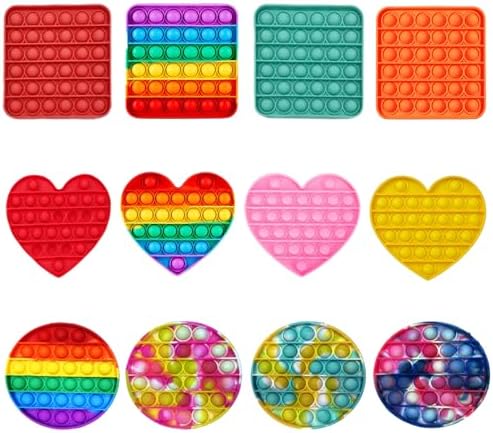 12pcs 5in Random Pop Bubble Fidget Sensory Toys, Pop Toy Bulk for Party Favor, Classroom Student Prizes Easter Basket Goodie Bag Stuffers Christmas Valentine Gift for Kid