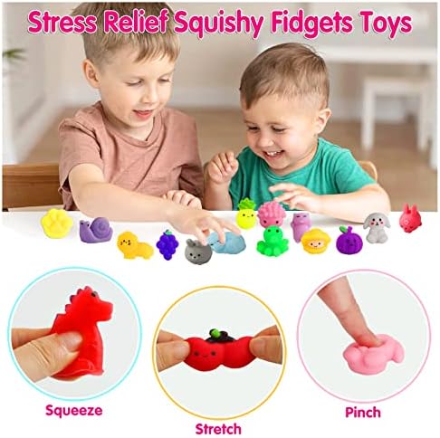 100Pcs Party Favors For Kids 4-8, Mochi Squishy Toy Treasure Box Toys For Classroom Prizes Kawaii Squishies Stress Relief Squishy Fidget Toys For Girls 8-12 Goodie Bag Pinata Stuffers Party Favors Bag