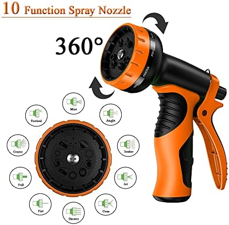 100ft Expandable Garden Hose with 10-Function Spray Nozzle, 3/4" Solid Brass Fittings, Durable Metal Connectors, Lightweight & Flexible Water Pipe for Gardening, Car Washing, and Outdoor Pet Cleaning