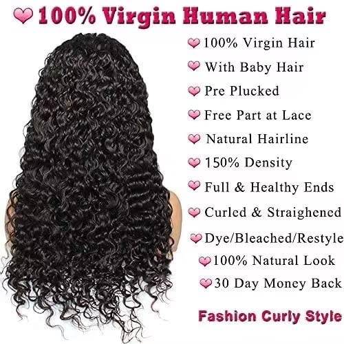 13x4 Lace Front Wigs Human Hair Pre Plucked 180% Density Brazilian Wet and Wavy Human Hair Wigs for Black Women Glueless Curly Lace Frontal Wigs Human Hair Natural Color (28 Inch)