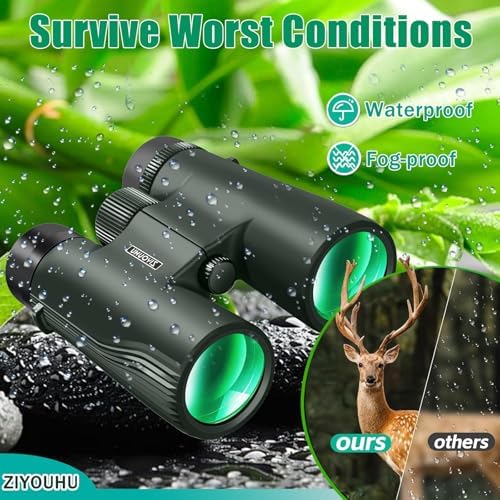 10x42 Binoculars for Adults High Powered- Large View with Clear Vision Waterproof & Fogproof Lightweight Easy Focus Compact Binoculars for Bird Watching Hunting Travel Sports Opera Concert