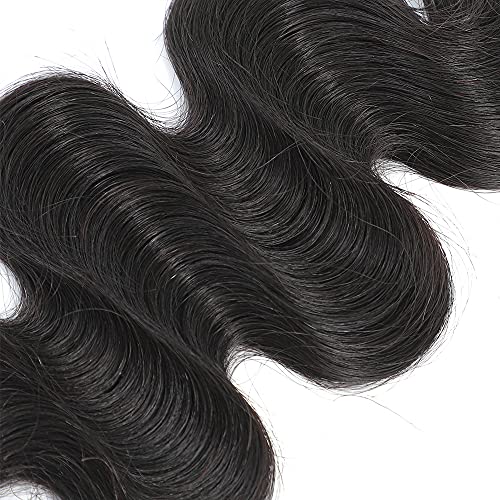 12A Brazilian Virgin Body Wave Human Hair Bundles Weave 100% Unprocessed Brazilian Virgin Body Wave Hair Bundles Natural Black Color Brazilian Hair Weave (14inch,Hair Bundles)