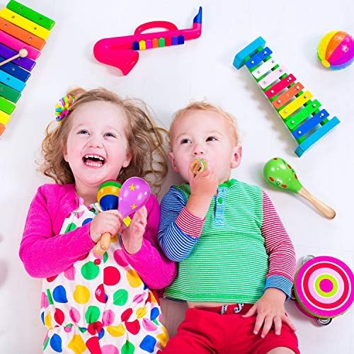 12 PCS Mini Fiesta Wooden Maracas Toys, Wooden Maracas Festival Painting, Wooden Carnival Maracas (Random Colors)