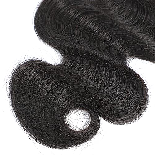 12A Brazilian Virgin Body Wave Human Hair Bundles Weave 100% Unprocessed Brazilian Virgin Body Wave Hair Bundles Natural Black Color Brazilian Hair Weave (14inch,Hair Bundles)