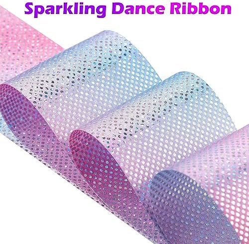 14PCS Sparkling Dance Ribbon for Kids Girls Princess Mermaid Ballet Ballerina Gymnastics Birthday Party Favors Decorations, Kids Twirling Streamer Ribbon Dancer Wands for Outdoor Toys