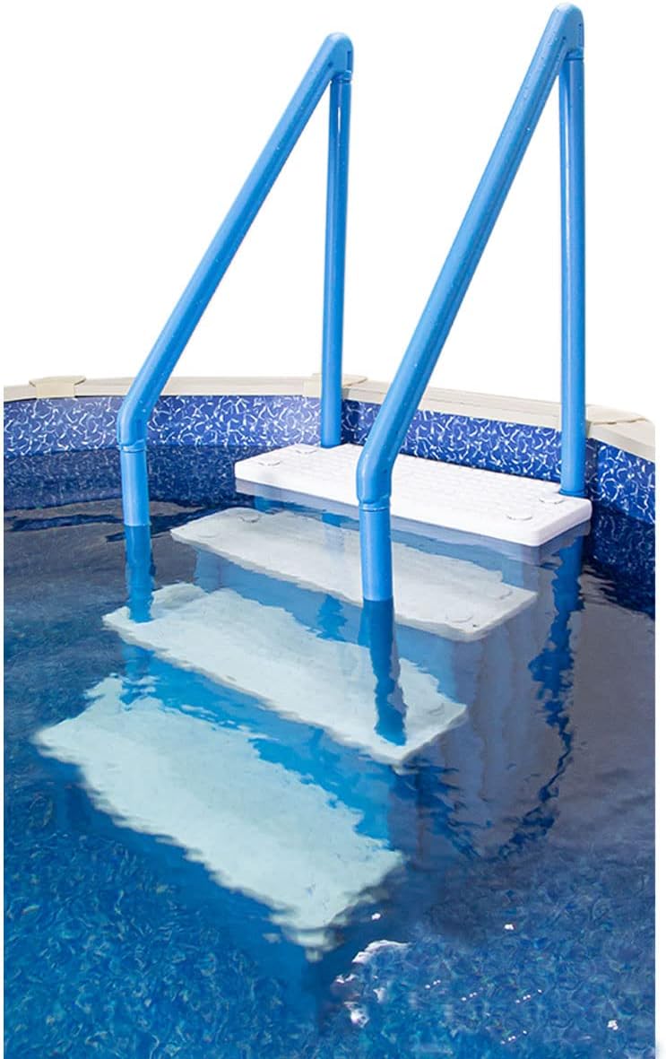 Select Anti-Slip in-Pool Steps | Gray | for Above GroundSwimming Pools | Can Mount to Decks 48" to 54" H | SafetyStairs Capacity Up to 300 lbs