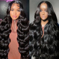 13x6 Lace Front Wigs Human Hair 200% Density HD Transparent Body Wave Lace Front Wigs Human Hair Body Wave Glueless Frontal Wigs Human Hair for Women Pre Plucked with Baby Hair Natural Black 36Inch