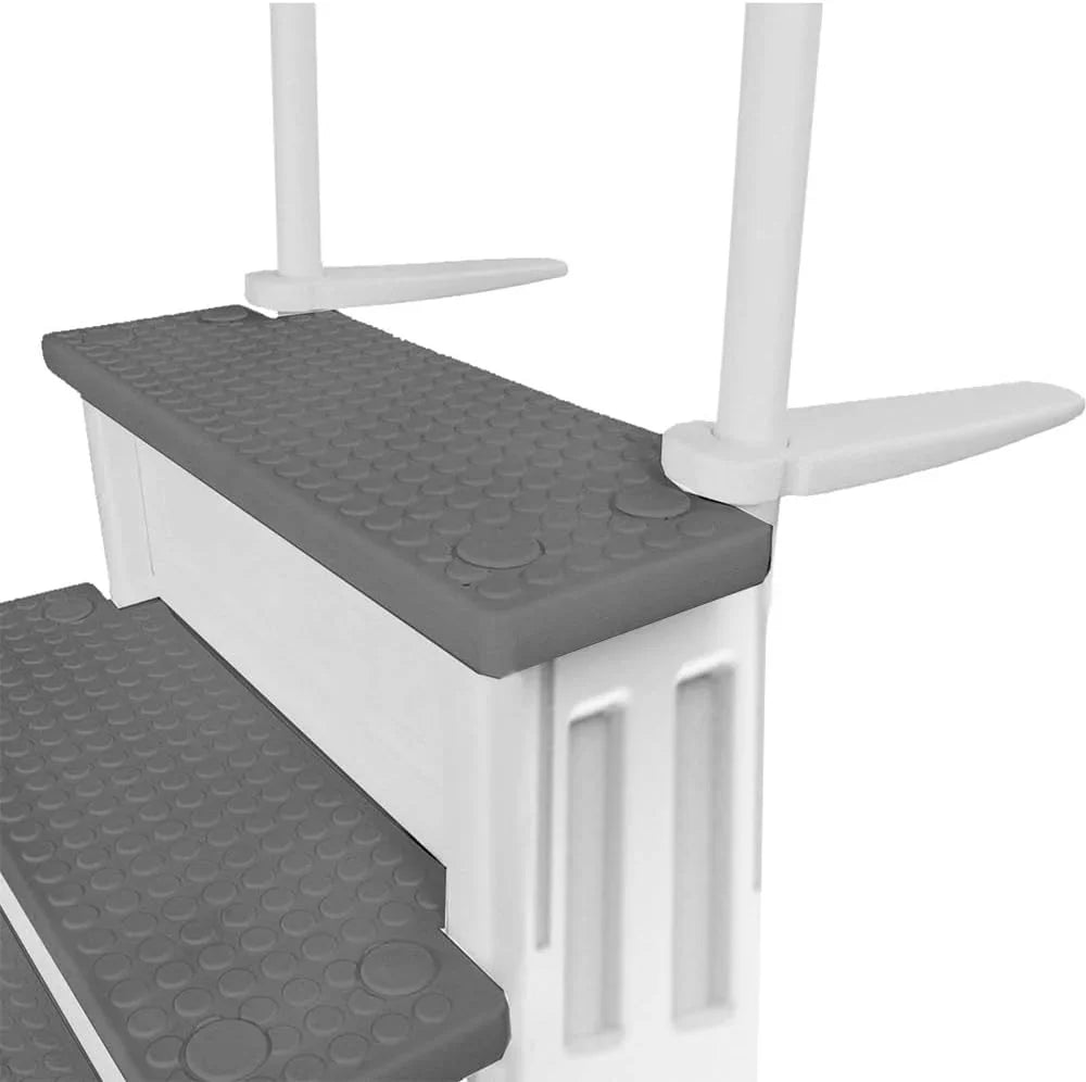 Select Anti-Slip in-Pool Steps | Gray | for Above GroundSwimming Pools | Can Mount to Decks 48" to 54" H | SafetyStairs Capacity Up to 300 lbs