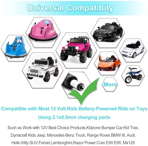 12 Volt Battery Charger for Ride On Toys 12V Kids Ride On Car Charger for Best Choice Products Wrangler SUV Kid Trax Dynacraft Toy Car 12v Universal Charger baby electric Battery Power Supplies