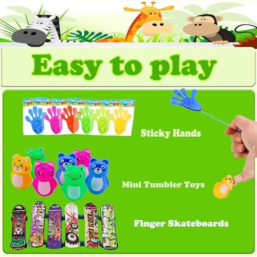 107 PCS Party Favors Toys for Kids, Treasure Box Toys for Classroom, Pop Fidget Toys Treasure Chest for Kids Prizes Classroom, Bulk Pinata Stuffers Goodie Bag Fillers for Kids 4-8