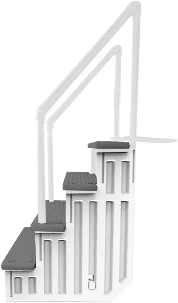 Select Anti-Slip in-Pool Steps | Gray | for Above GroundSwimming Pools | Can Mount to Decks 48" to 54" H | SafetyStairs Capacity Up to 300 lbs