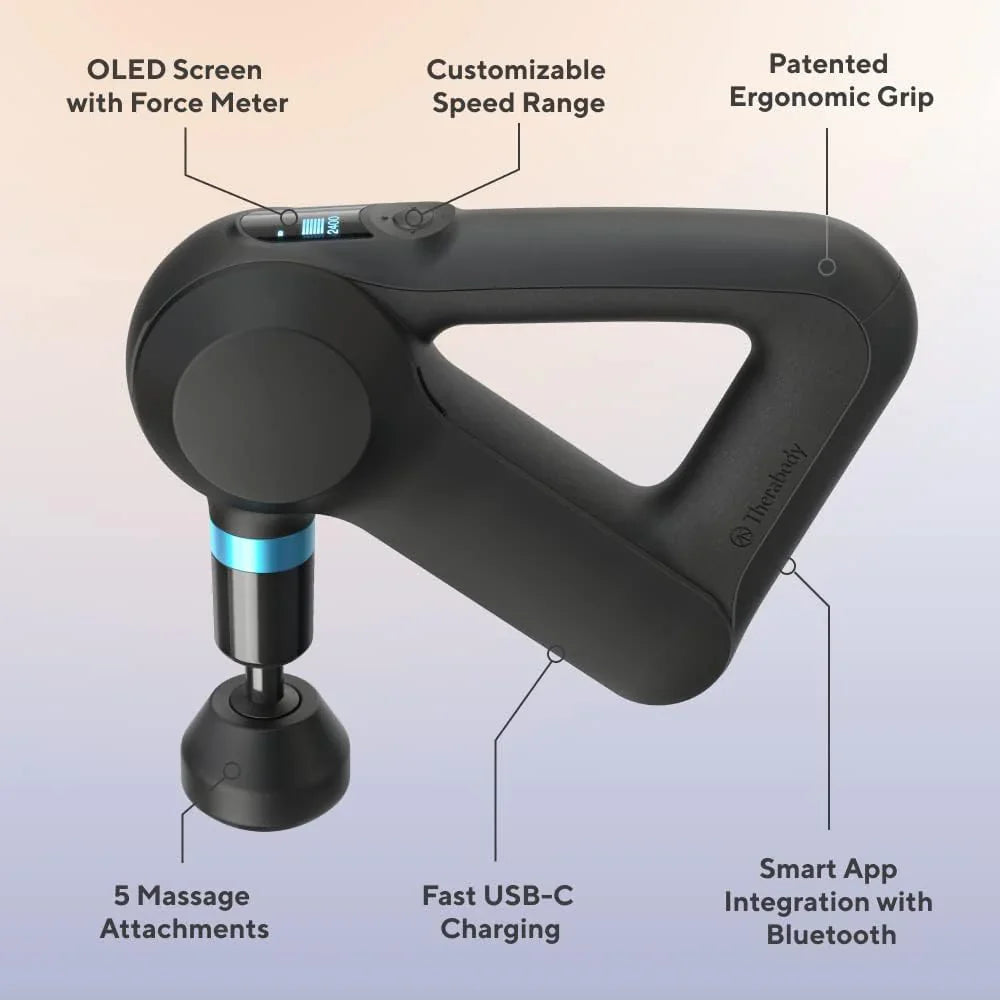 TheraGun Elite Ultra-Quiet Percussion Massage Gun for DeepTissue Muscle Pain Relief, Handheld Electric Massager Perfect forNeck, Back, and Full Body Tension, Bluetooth and USB-CCharging, 5th Gen