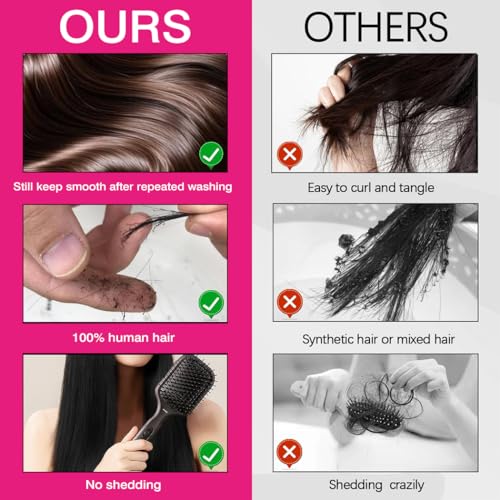 12A Human Hair Bundles Brown 20 22 24 Inch Straight 4 Bundles Human Hair Unprocessed Brazilian Bundles Human Hair Chocolate Brown Human Hair Extensions Double Weft Remy Hair Bundles #4 Color