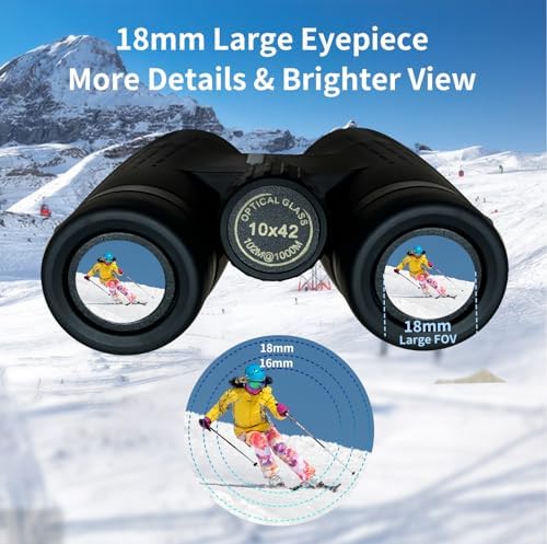 10x42 HD Binoculars for Adults High Powered, Coregreen BAK-4 Prism FMC Lens Professional Binoculars, Large View Binoculars with Clear Low Light Vision for Bird Watching Hunting Hiking Travel Cruise