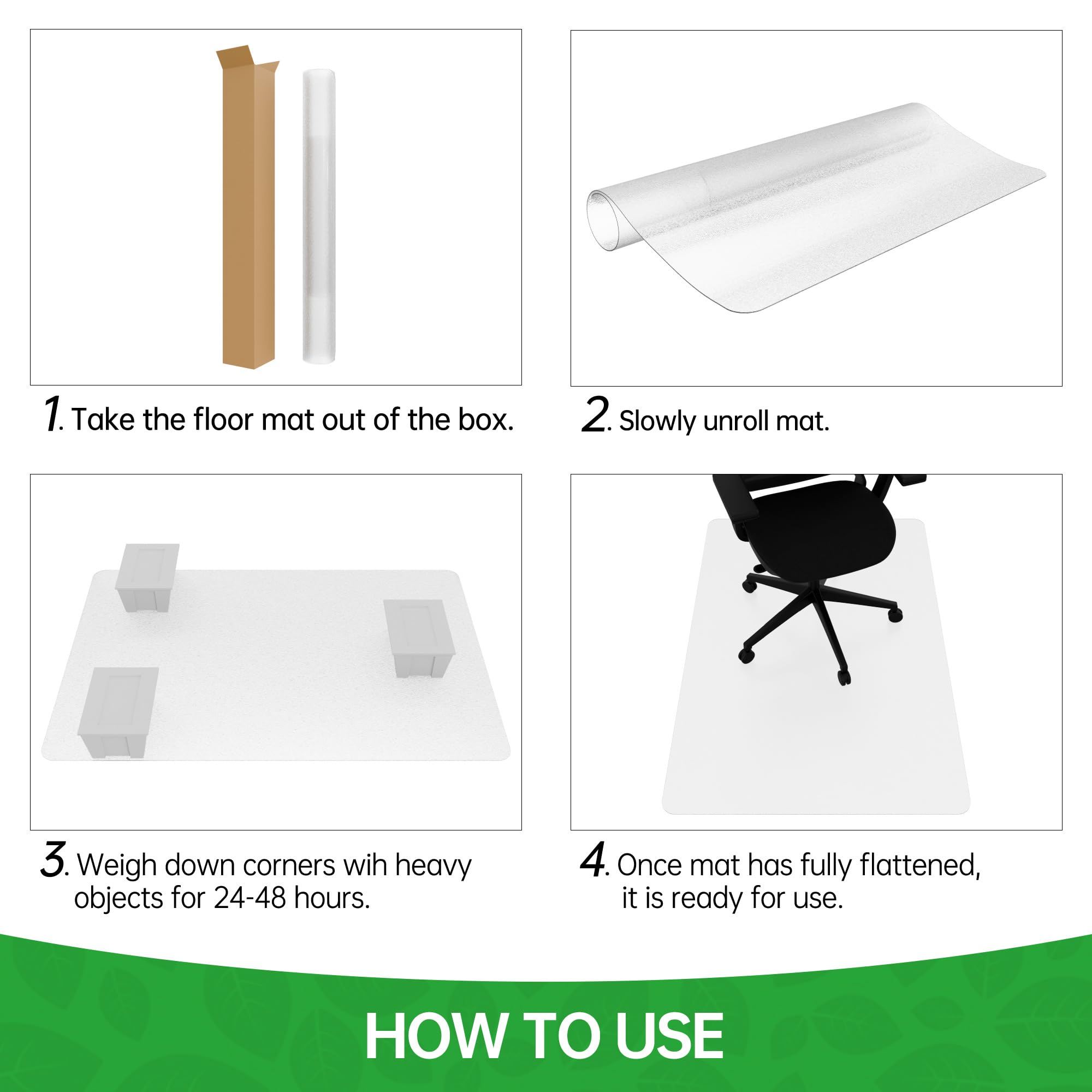 100pointONE Large Office Chair Mat for Hardwood Floor, 40” x 48” Clear Desk Chair Mat for Hard Floors, Easy Glide Floor Protector Mat for Home Office Rolling Chair