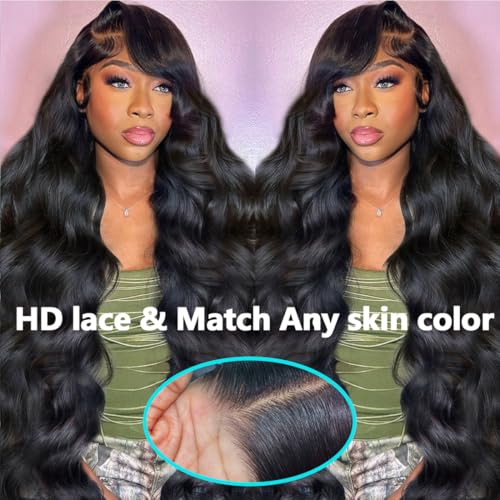 13x6 Body Wave Lace Front Wigs Human Hair 200 Density 22inch HD Lace Frontal Wigs Human Hair Pre Plucked with Baby Hair 12A Glueless Frontal Wigs Human Hair for Black Women