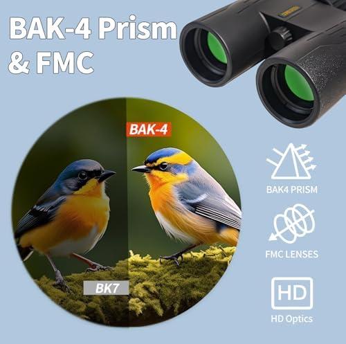 10x42 HD Binoculars for Adults High Powered, Coregreen BAK-4 Prism FMC Lens Professional Binoculars, Large View Binoculars with Clear Low Light Vision for Bird Watching Hunting Hiking Travel Cruise