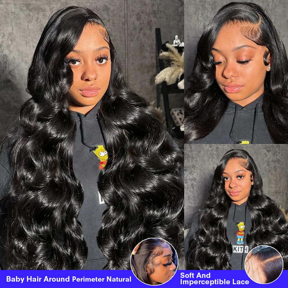 13x6 Lace Front Wigs Human Hair Pre Plucked Body Wave Lace Front Wigs Human Hair 13x6 HD Lace Front Wigs Human Hair 200% Density Glueless Wigs Human Hair Lace Front Wigs for Women 24 Inch
