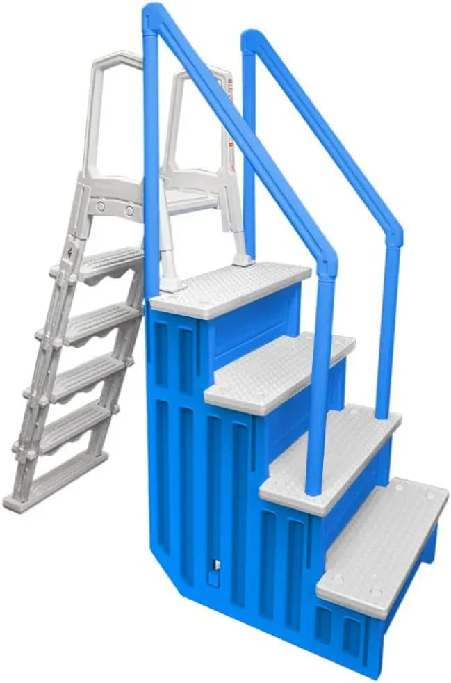 Select Anti-Slip in-Pool Steps | Gray | for Above GroundSwimming Pools | Can Mount to Decks 48" to 54" H | SafetyStairs Capacity Up to 300 lbs
