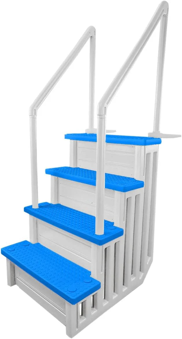 Select Anti-Slip in-Pool Steps | Gray | for Above GroundSwimming Pools | Can Mount to Decks 48" to 54" H | SafetyStairs Capacity Up to 300 lbs